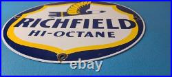 Vintage Richfield Gasoline Sign Gas Motor Oil Pump Plate Porcelain Sign Vintage Richfield Gasoline Sign Gas Motor Oil Pump Plate Porcelain Sign