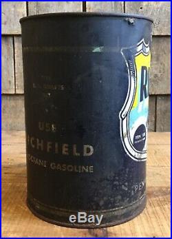 Vintage Richlube Richfield Motor Oil 5 Qt Tin Can Sign Gas Station Race Car