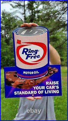 Vintage Ring-free Motor Oil Porcelain Heavy Metal Gas Station Pump Die Cut Sign