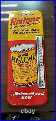 Vintage Rislone Motor Oil Advertising Metal Thermometer Oil & Gas