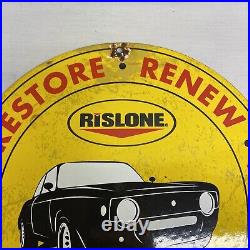 Vintage Rislone Motor Oil Authorized Dealer Service Station Porcelian Sign