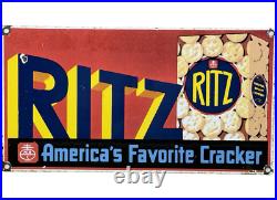 Vintage Ritz Cracker Porcelain Sign Gas Station Motor Oil Gasoline Nabisco Vintage Ritz Cracker Porcelain Sign Gas Station Motor Oil Gasoline Nabisco