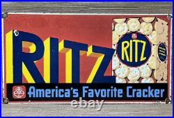 Vintage Ritz Cracker Porcelain Sign Gas Station Motor Oil Gasoline Nabisco Vintage Ritz Cracker Porcelain Sign Gas Station Motor Oil Gasoline Nabisco