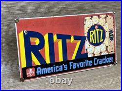 Vintage Ritz Cracker Porcelain Sign Gas Station Motor Oil Gasoline Nabisco Vintage Ritz Cracker Porcelain Sign Gas Station Motor Oil Gasoline Nabisco