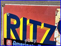 Vintage Ritz Cracker Porcelain Sign Gas Station Motor Oil Gasoline Nabisco Vintage Ritz Cracker Porcelain Sign Gas Station Motor Oil Gasoline Nabisco
