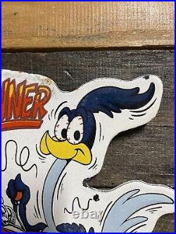 Vintage Road Runner Porcelain Sign Gas Station Motor Oil Service Lube Muscle Car