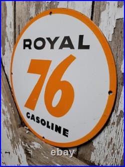 Vintage Royal 76 Gasoline Porcelain Sign Old Gas Pump Plate Motor Oil Advertisin Vintage Royal 76 Gasoline Porcelain Sign Old Gas Pump Plate Motor Oil Advertisin