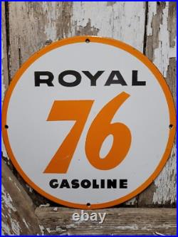 Vintage Royal 76 Gasoline Porcelain Sign Old Gas Pump Plate Motor Oil Advertisin Vintage Royal 76 Gasoline Porcelain Sign Old Gas Pump Plate Motor Oil Advertisin