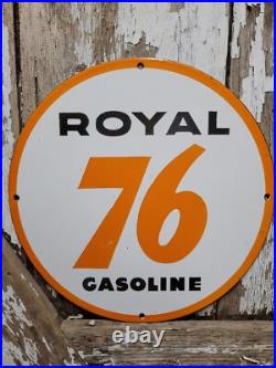 Vintage Royal 76 Gasoline Porcelain Sign Old Gas Pump Plate Motor Oil Advertisin Vintage Royal 76 Gasoline Porcelain Sign Old Gas Pump Plate Motor Oil Advertisin