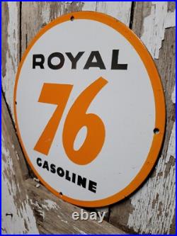 Vintage Royal 76 Gasoline Porcelain Sign Old Gas Pump Plate Motor Oil Advertisin Vintage Royal 76 Gasoline Porcelain Sign Old Gas Pump Plate Motor Oil Advertisin