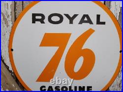 Vintage Royal 76 Gasoline Porcelain Sign Old Gas Pump Plate Motor Oil Advertisin Vintage Royal 76 Gasoline Porcelain Sign Old Gas Pump Plate Motor Oil Advertisin