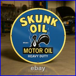 Vintage SKUNK OIL Heavy Duty Motor Oil Round Heavy Metal Sign XL 19.7 (50 cm) Vintage SKUNK OIL Heavy Duty Motor Oil Round Heavy Metal Sign XL 19.7 (50 cm)