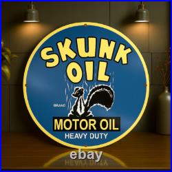 Vintage SKUNK OIL Heavy Duty Motor Oil Round Heavy Metal Sign XL 19.7 (50 cm) Vintage SKUNK OIL Heavy Duty Motor Oil Round Heavy Metal Sign XL 19.7 (50 cm)