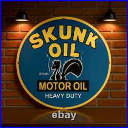 Vintage SKUNK OIL Heavy Duty Motor Oil Round Heavy Metal Sign XL 19.7 (50 cm) Vintage SKUNK OIL Heavy Duty Motor Oil Round Heavy Metal Sign XL 19.7 (50 cm)