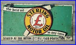 Vintage STERLING MOTOR OIL Sign double sided not porcelain Pennsylvania Oil