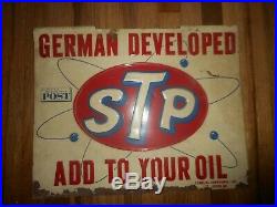Vintage STP Motor Oil Additive German Developed Tin Advertising GAS STATION SIGN