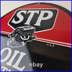 Vintage STP Porcelain Sign Motor Oil Additive V8 Engine Sign