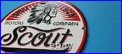 Vintage Scout Motor Co Porcelain Gas Oil Automobile Serivce Pump Plate Rack Sign