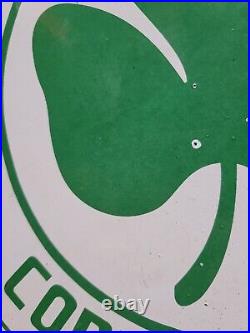 Vintage Shamrock Porcelain Sign Motor Oil Gas Station Service Irish Lucky Clover
