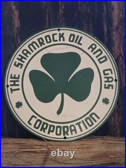 Vintage Shamrock Porcelain Sign Motor Oil Irish Lucky Clover 12