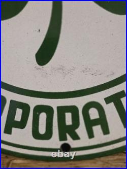 Vintage Shamrock Porcelain Sign Motor Oil Irish Lucky Clover 12