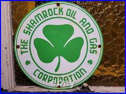 Vintage Shamrock Porcelain Sign Motor Oil Service Gas Station Irish Lucky Clover