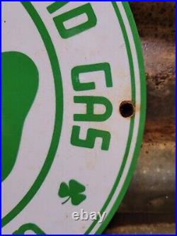 Vintage Shamrock Porcelain Sign Motor Oil Service Gas Station Irish Lucky Clover