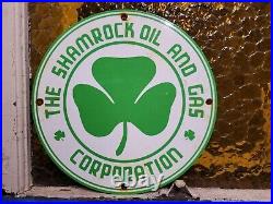 Vintage Shamrock Porcelain Sign Motor Oil Service Gas Station Irish Lucky Clover