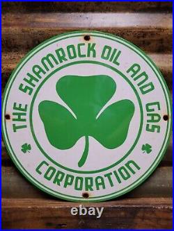 Vintage Shamrock Porcelain Sign Motor Oil Service Gas Station Irish Lucky Clover