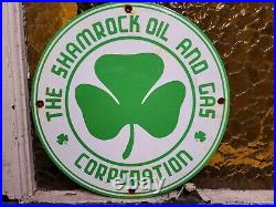 Vintage Shamrock Porcelain Sign Motor Oil Service Gas Station Irish Lucky Clover