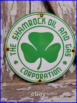 Vintage Shamrock Porcelain Sign Motor Oil Service Gas Station Irish Lucky Clover