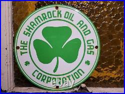 Vintage Shamrock Porcelain Sign Motor Oil Service Gas Station Irish Lucky Clover