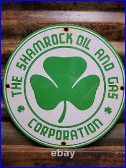 Vintage Shamrock Porcelain Sign Motor Oil Service Gas Station Irish Lucky Clover