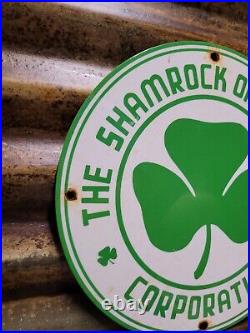 Vintage Shamrock Porcelain Sign Motor Oil Service Gas Station Irish Lucky Clover