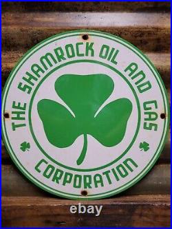 Vintage Shamrock Porcelain Sign Motor Oil Service Gas Station Irish Lucky Clover