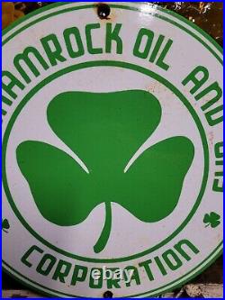 Vintage Shamrock Porcelain Sign Motor Oil Service Gas Station Irish Lucky Clover