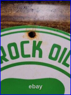 Vintage Shamrock Porcelain Sign Motor Oil Service Gas Station Irish Lucky Clover