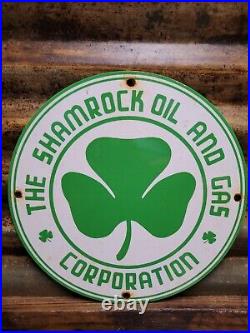 Vintage Shamrock Porcelain Sign Motor Oil Service Gas Station Irish Lucky Clover