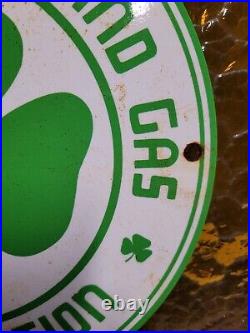 Vintage Shamrock Porcelain Sign Motor Oil Service Gas Station Irish Lucky Clover