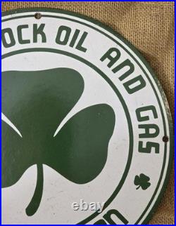 Vintage Shamrock Porcelain Sign Motor Oil Service Station Irish Lucky Clover 12