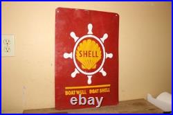 Vintage Shell Boat Marine Gasoline Motor Oil Gas Station Fishing 22 Metal Sign