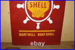 Vintage Shell Boat Marine Gasoline Motor Oil Gas Station Fishing 22 Metal Sign