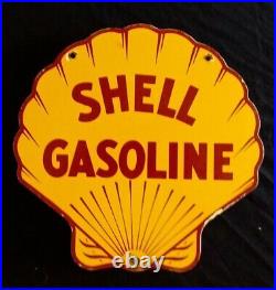 Vintage Shell Gasoline / Motor Oil Porcelain Gas Pump Sign