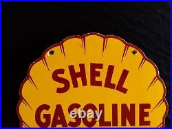Vintage Shell Gasoline / Motor Oil Porcelain Gas Pump Sign