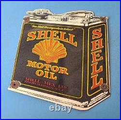Vintage Shell Gasoline Porcelain Can Gas Motor Oil Service Station Pump Sign