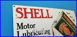 Vintage Shell Gasoline Porcelain Lubricating Motor Oil Service Station Pump Sign
