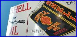 Vintage Shell Gasoline Porcelain Lubricating Motor Oil Service Station Pump Sign