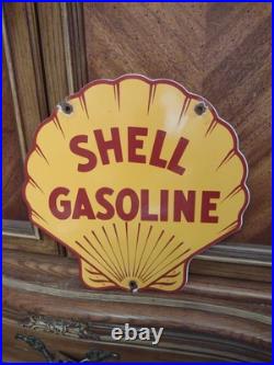 Vintage Shell Gasoline Porcelain Metal Sign Gas Service Station Motor Oil