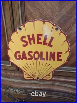 Vintage Shell Gasoline Porcelain Metal Sign Gas Service Station Motor Oil