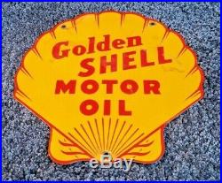 Vintage Shell Gasoline Porcelain Motor Oil Service Station Pump Plate Sign